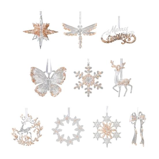 Christmas Ornament Glitter Sequin Transparent Snowflake Ballet Dancer Hanging Ornament Holiday Decor