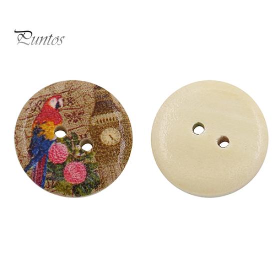 50 Pièces Boutons Bois Animaux Colorés - Petits Boutons 2 Trous Pour Couture, Scrapbooking Et Bricolage