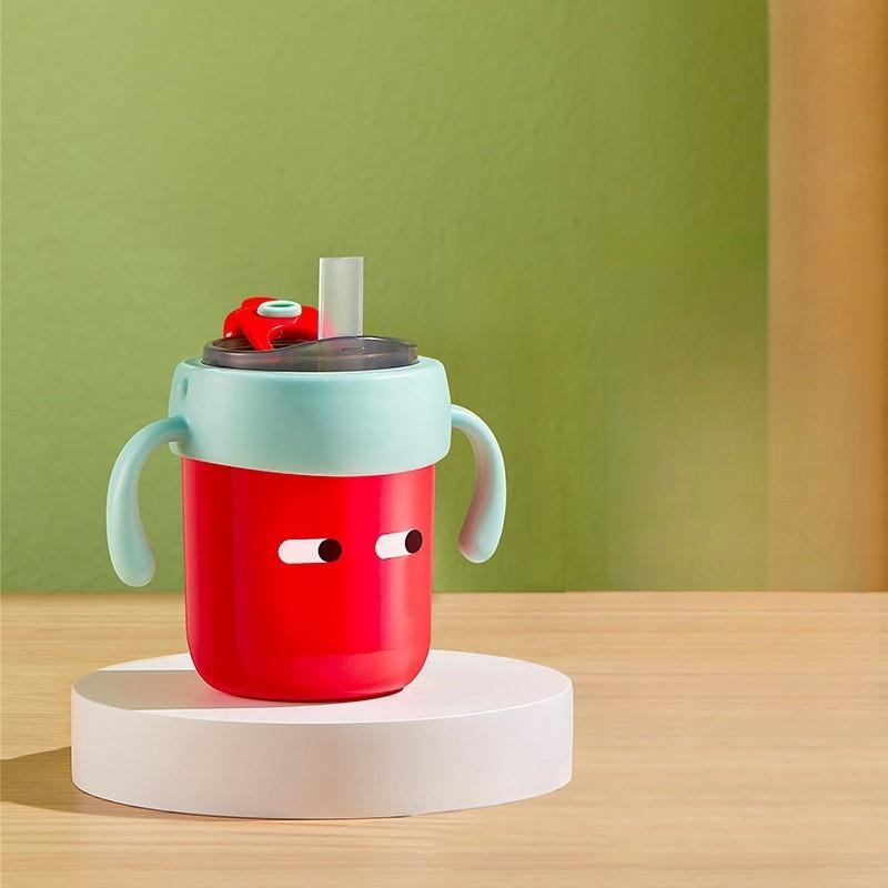 

Детская молочная кружка, градуированная трубочка, кружка с ручкой, обучающая кружка для питья, кружка для воды из нержавеющей стали 316, бытовое использование, высокая вместимость красный