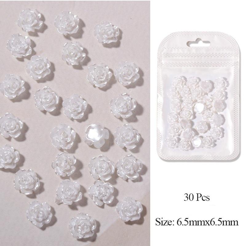 30Pcs/Bag of Camellia Manicure Jewelry Resin Drill Nail Decoration Symphony Three-Dimensional Flower Accessories