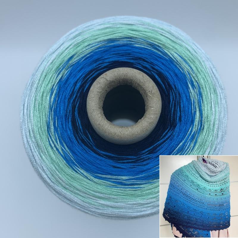 

6 Strands 500g Gradient Cake Thread Organic Cotton for DIY Hand Knitted Blanket Shawl Skirt Blouse Doll