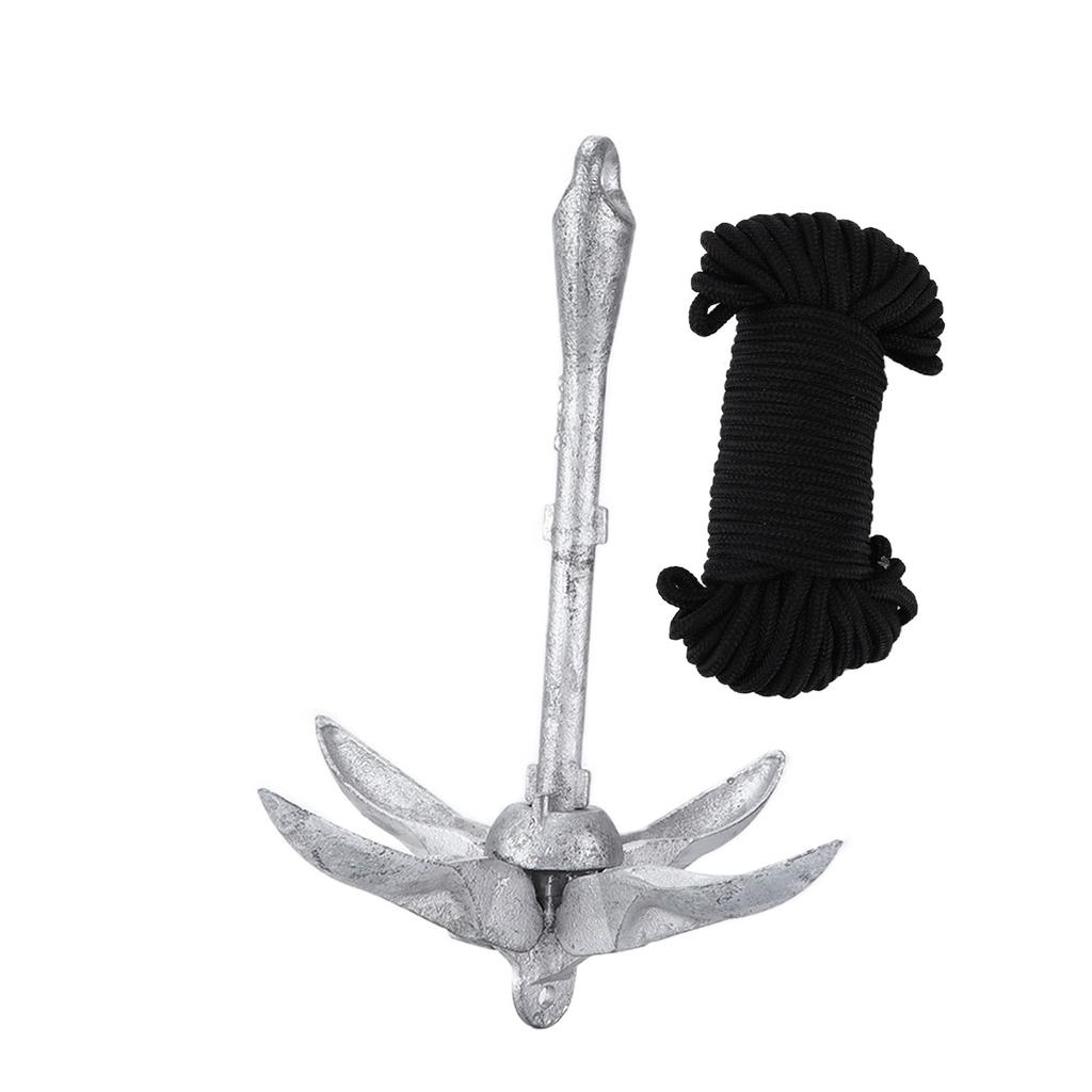 3.2kg Marine Anchor with 20m Rope Portable Folding Carbon Steel Galvanized for Boat Kayak