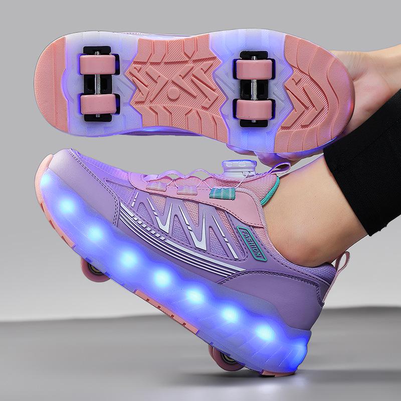 LED Rechargeable Light-Up Roller Shoes and Skates for Kids and Adults