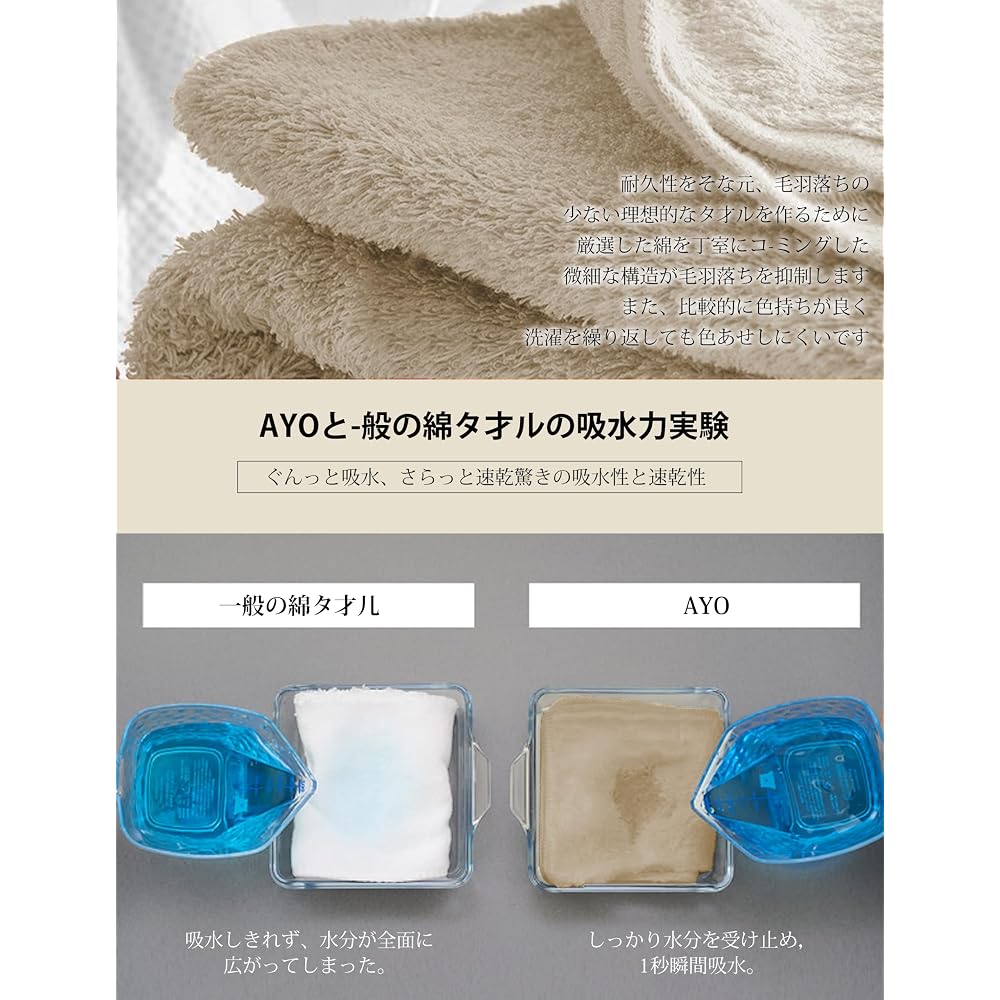 AYO Bath Towel 4-Piece Set, Camel, Hotel Quality, Soft, 100% Cotton, Highly Absorbent, Durable,