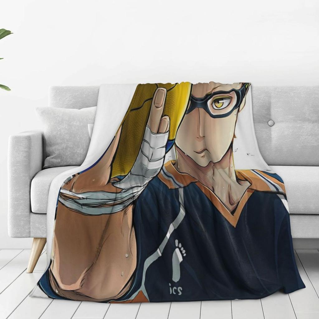 Haikyuu - Tsukishima Manga Blankets Soft Warm Flannel Throw Blanket Plush for Bed Living room Picnic Travel Home Couch
