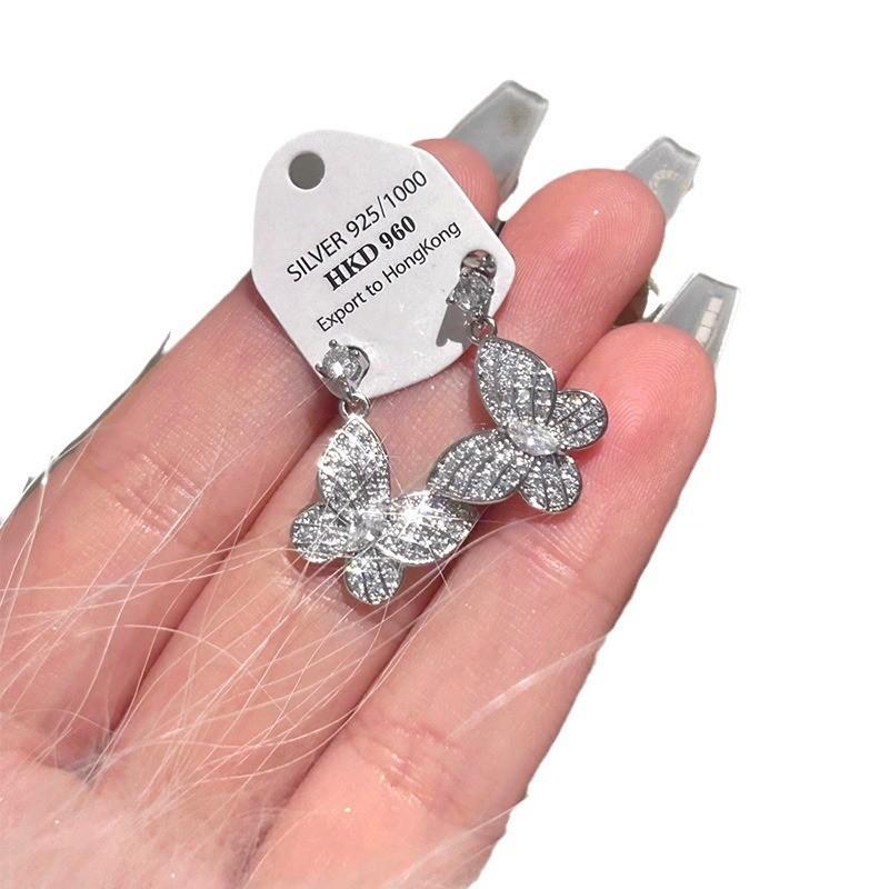 Butterfly Zircon Water Drop Pendant Necklace For Women Fashion Elegant