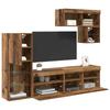 Wall Mounted TV Units with LED Light Strips 6 pcs Reclaimed Wood Effect Particleboard