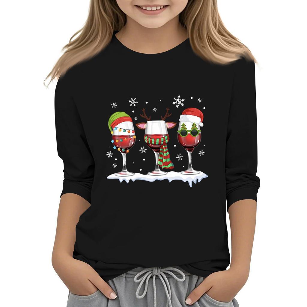 Children's 3/4 Sleeve Independence Day Printed Round Neck Casual T-shirt