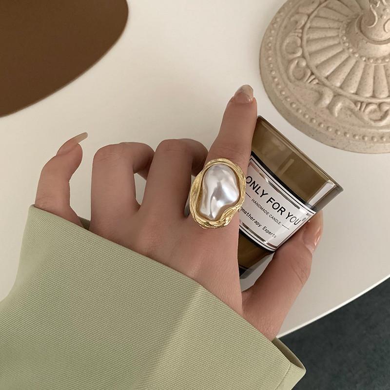 New Design Starfish Pearl Ring Shape Gold Color Adjustable Rings For Women Korean Fashion Jewelry Party Luxury Accessory