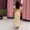 2025 Summer Women's Slimming Lace-Up Button Dress: European & American Casual Fashion