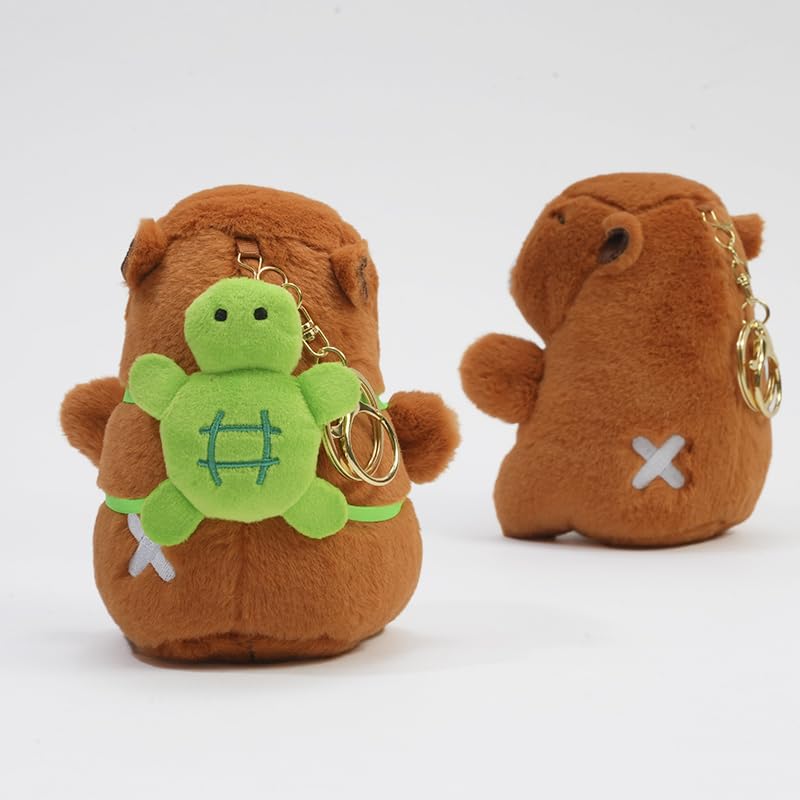 Clearstone Capybara Plush Keychain, Chavimaru Turtle, 18.5cm, Brown