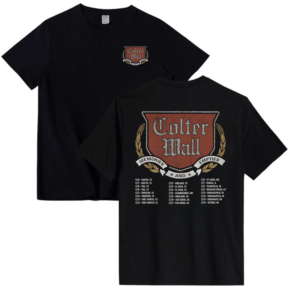 

Colter Wall: Memories and Empties Tour 2026 T-shirt Fashion Short Sleeve Cotton Tshirts Unisex Streetwear Graphic Print Tee -... S