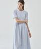 Deuloupisumeon Puff Sleeve Short Sleeve Long Dress [Sky Blue]