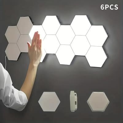 6/12pcs Touch-sensitive Controls Can Be Splice Hexagonal LED Wall Lights Neutral White Touch Nightlights