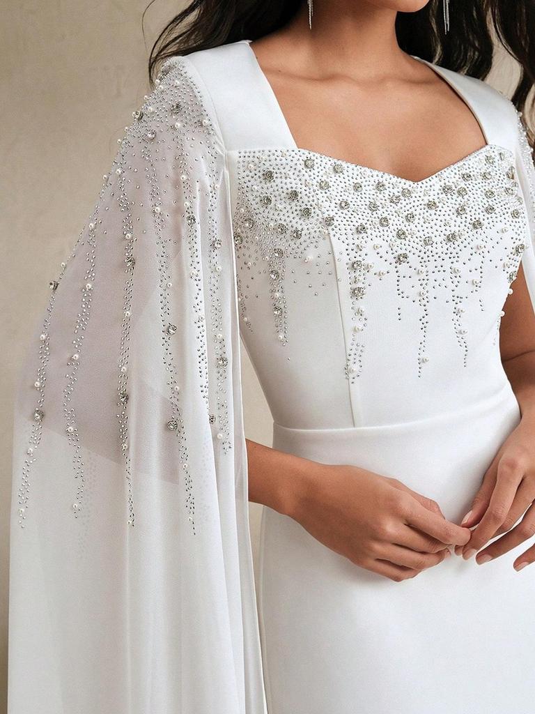 Luxury Beaded Chiffon Dress for Middle Eastern, European, & American Muslim Women