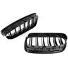 BMW 5 F10 / F11 10-17 Kühlergrill zwischen den Scheinwerfern (Nieren) linkes + rechtes Set SCHWARZ GLÄNZEND DOPPELSTREIFEN