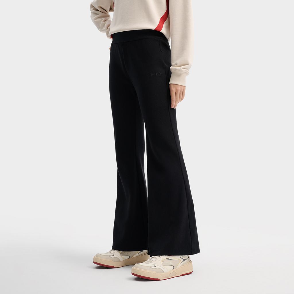 FILA Original Simple Fashion Classic Retro Solid Color Versatile Comfortable Fitted Knit Flared Casual Pants Women bottoms F11W619606FBK