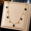 Gold Tone White Enamel Heart Charm Choker Necklace with Zircon