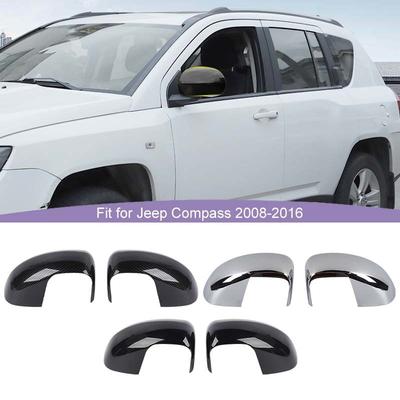 Car Rearview Mirror Decorative Frame Cover For Jeep Compass 2008-2016 Car Exterior Accessories, ABS Plastic