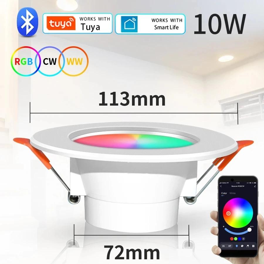 Tuya Bluetooth Smart LED Ceiling Light 10W 15W Indoor Recessed RGB Dimmable Light APP Control Multi-function Timer Lights