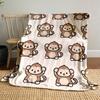 Cartoon monkeys with raised arms repeated on a beige background. for all seasons blanket lunch break throw gift