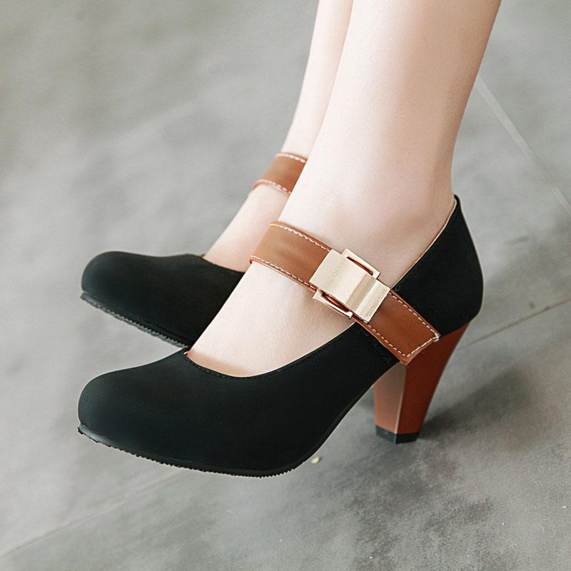 Custom Mary Jane Pumps Shoes Women 2025 New Autumn Thick Heel 7.5cm Contrast Color Office Lady Work Shoes Female Pumps WSH5249