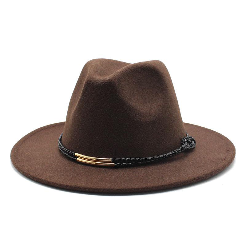 Hat Men'S And Women'S Jazz Hat Quarterly British Retro Belt White Top Hat Woolen Gentleman'S Hat