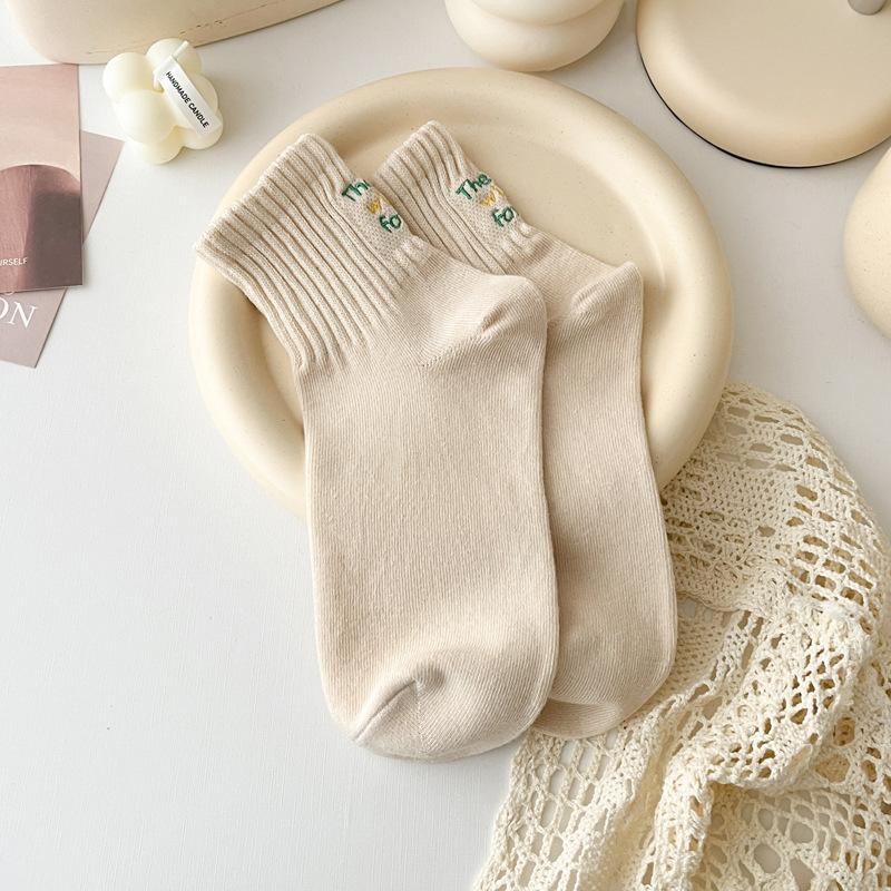 5 Pairs of Female Spring and Summer Small Variety Build Precollage Style Heel In The Letter Tube Socks