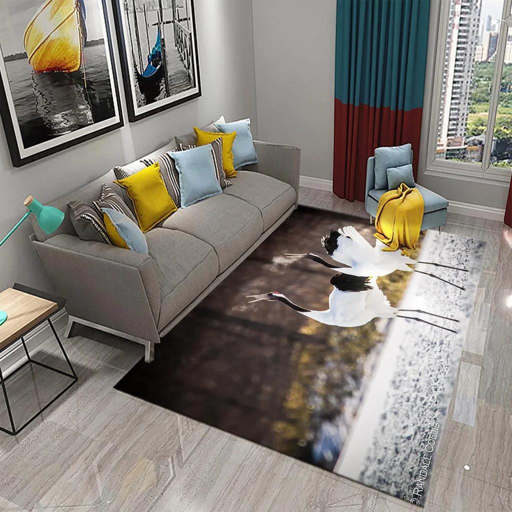 Lovely Red-Crowned Crane Carpet for Kitchen Bathroom Door Entrance Non-Skid Area Rug Living Dining Room Bedroom Decor Floor Rugs