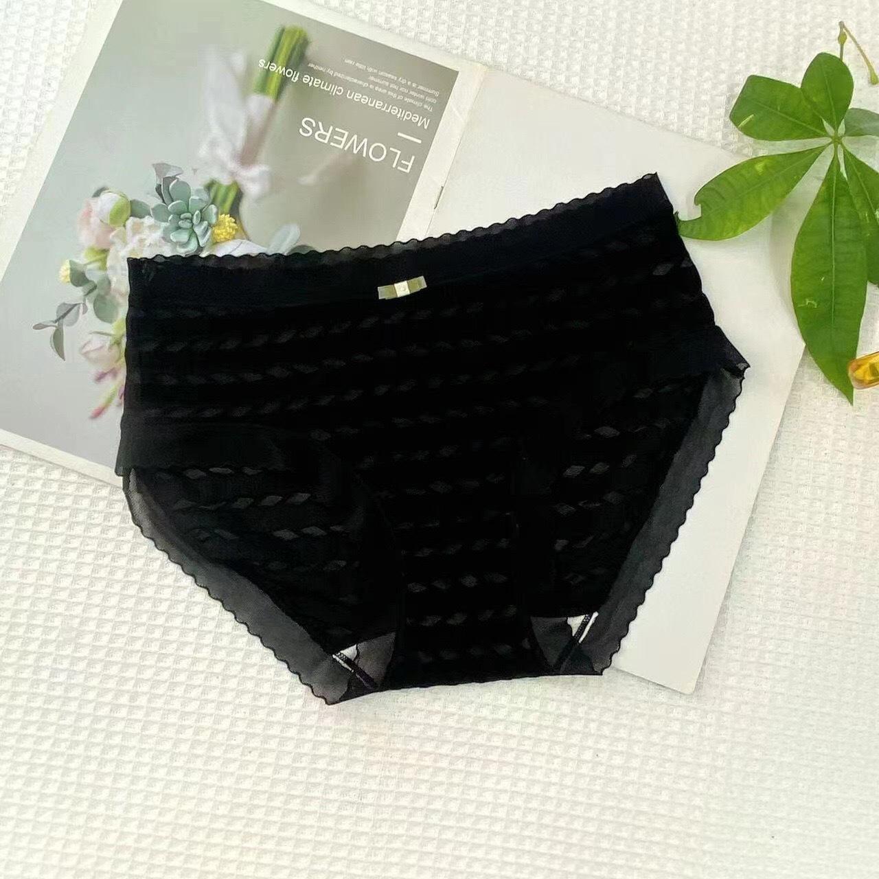 

Нетронутое женское нижнее белье средней талии жаккардовое плиссированное дышащее нижнее белье кружевные треугольные трусики XL чёрный