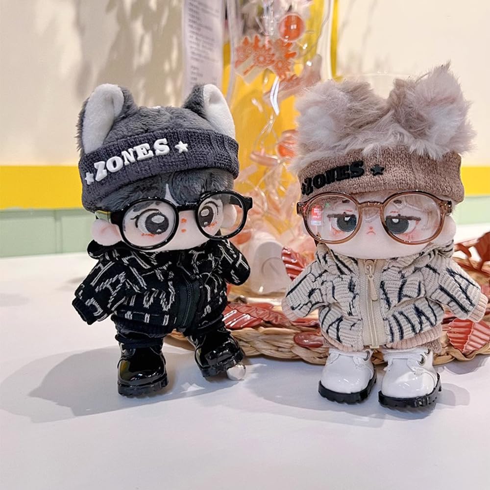 Niannyyhouse Elemental Set: Headwear, Hoodie, Pants, Eyewear, Shoes, 10cm X 20cm Plush Clothes, Cotton Doll, Dress-Up Accessories (Black-10cm)