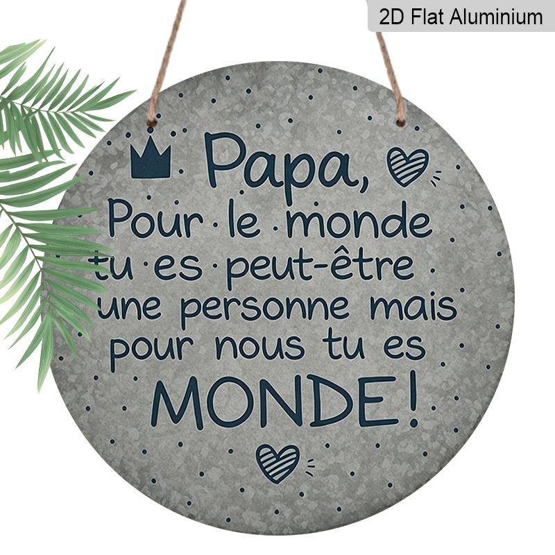 

2D Flat Retro Aluminum Wall Decorations in Various Sizes, Featuring A French-style Fatherly Love Theme, Dad Is The Whole World, Are Ideal for Home 20*20cm
