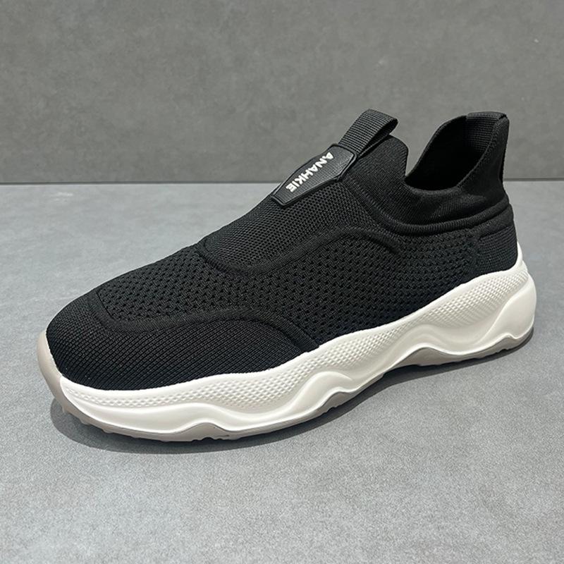 Men s shoes summer fly-woven breathable running shoes ultra-light foot shoes men s mesh casual sports shoes 38 чёрный