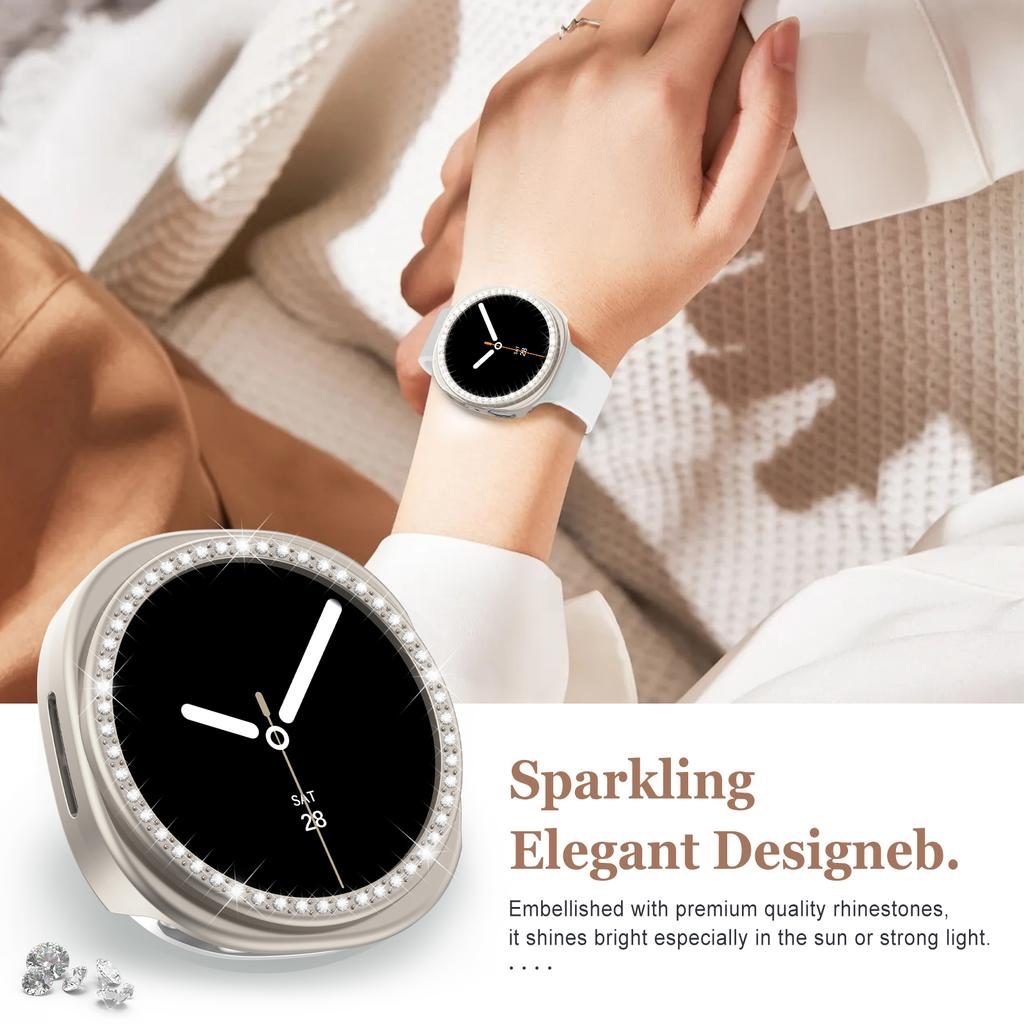 Bling Diamant Hülle für Samsung Galaxy Watch 8 40mm 44mm Zubehör Hohl PC Mauerwerk Schutz Stoßstangen Schale für galaxy watch 8 Abdeckung 46mm