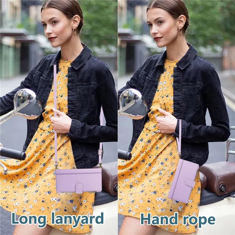 Long Lanyard Zipper Wallet Card Phone Case For iPhone 17 Pro Max Air 16E 16 Plus 15 14 13 12 11 XS XR X Flip Leather Cover Coque