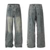 Unisex Oversized Distressed Washed Denim Pants Wide Leg Loose Fit Streetwear Tapered
