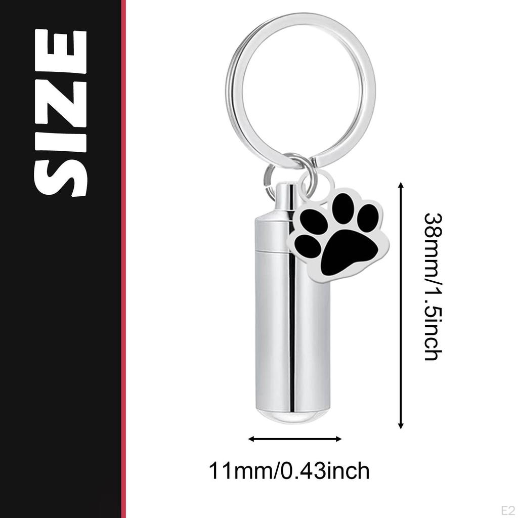 Cremation Jewelry Urn Keychain for Keepsake Key Chain Unique Metal Pet Hair Storage Bottle