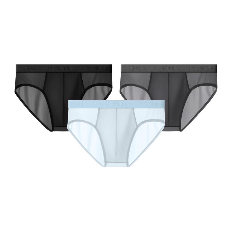 Semir Men's Ice Silk Antibacterial Cool Feel Seamless Briefs (3-Pack)