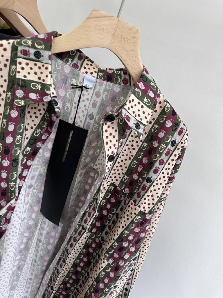 Xiao Wang's Retro Print Loose Plus Size Long Sleeve Shirt - Korean Style