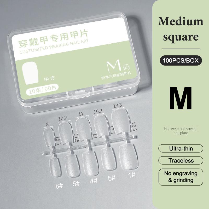 100Pcs/Box Xs/S/M Fake Nails No Polishing No Trace Press On Nails Clear Artificial Thin Nail Tips For Nail Extension Home Diy