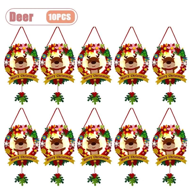 Handgemachter Kinder DIY Weihnachts-Kranz Leuchtende LED-beleuchtete Feiertagsdekoration Weihnachtsbaumschmuck Geschenk Klassenzimmer Weihnachts-Bastelarbeit