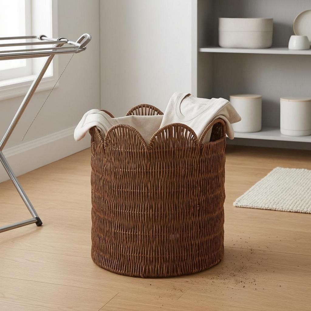 Woven Laundry Basket Wicker Hamper Loop Handles Handled Storage