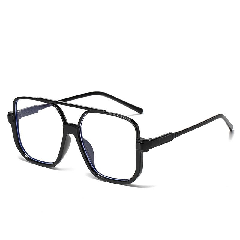 Retro Big Half Frame Women Square Sunglasses Black Circular Cool Men Sunglasses One Piece Designer Pilot Sun Glasses for Female