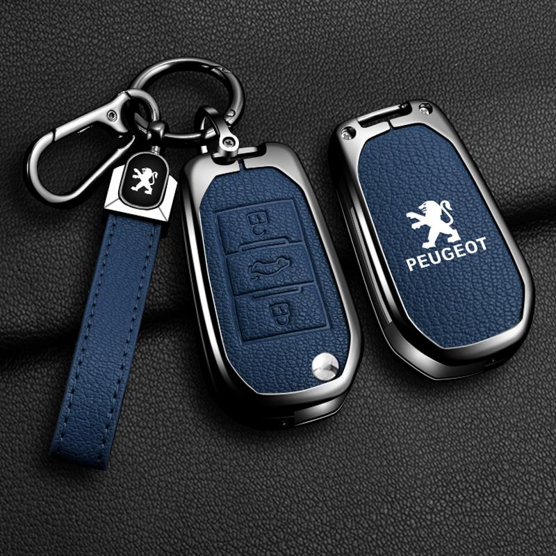 Leder Autoschlüssel Flip-Hülle Fob-Abdeckung Halter Schale für Peugeot 208 2008 308 3008 408 508 107 301 Auto Schlüsselanhänger Zubehör