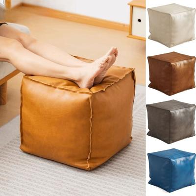 Non-Slip PU Leather Ottoman Large Capacity Moroccan Pouf Foot Rest Storage Stool  Living Room