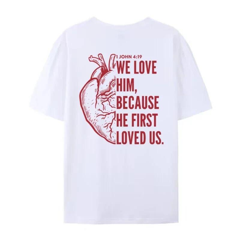 

Christian Back Print Tops Jesus Faith Tee Shirt Bible Verse T Shirt Streetwear Women Unisex Religious Clothes Oversized S