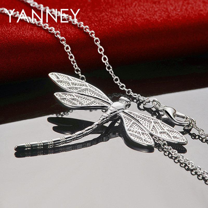 Nuova Collana Libellula Fine in Argento Sterling 925 da 16-30 Pollici 45MM per Donna Moda Regalo di Matrimonio Gioielli per Feste