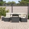 VidaXL Ensemble de canapé de jardin 7 pièces avec coussins en poly rattan noir 3357950