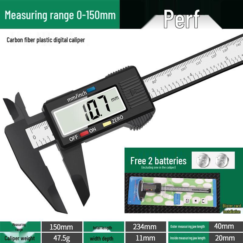 Carbon Fiber Digital Caliper, 0-150mm, for Jewelry and Wenwan Precision Measuring