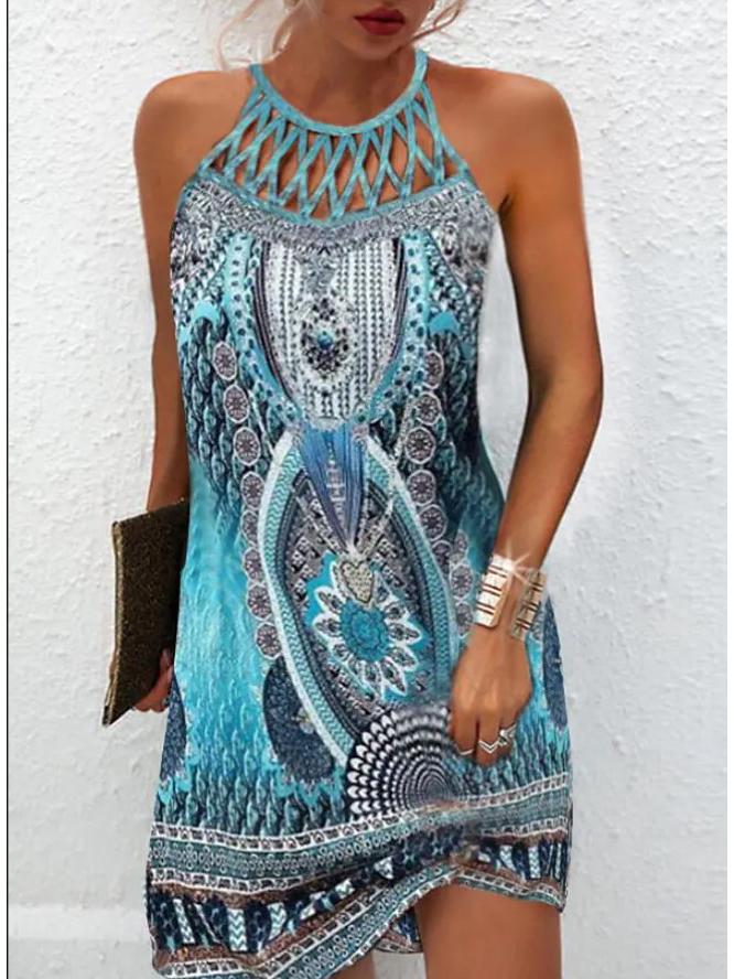 2023 Ethnischer Stil Mesh Ärmelloses Freizeitkleid für Damen - Europäische & Amerikanische Frühjahr/Sommer Kollektion